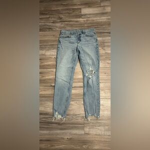 American Eagle Outfitters Light Blue Distressed Straight Leg Jeans